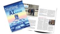 Nursing Spring 2025 magazine cover and a mockup of some pages inside.